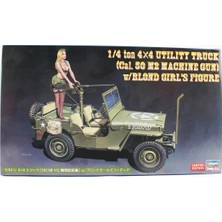 Hasegawa SP483 52283 1/24 Ölçek, 1/4 Ton 4x4 Utility Truck (Cal. 50 M2 Machine Gun) w/blond Girl's Figure, Plastik Model Kiti