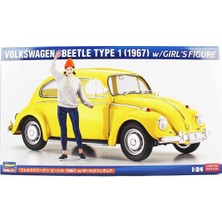 Hasegawa SP620 52420 1/24 Ölçek, Volkswagen Beetle Type 1 (1967) ve Kız Figürü, Otomobil Plastik Model Kiti
