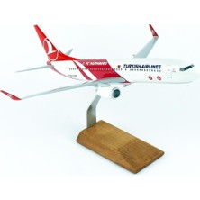 THY005 1/100 Ölçek, Thy Nurnberg Logolu B737-800 Yolcu Uçağı, Sergilemeye Hazır Ahşap Standlı Model