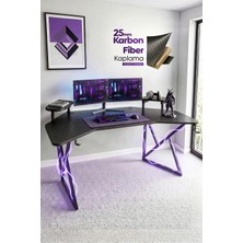 Karr Gaming Vortex 25mm Kanatlı Oyuncu Masası | Siyah Karbon Fiber Kaplama | Raflı Oyuncu Masası