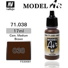 Vallejo 71038 18 ml. Camouflage Medium Brown, Model Air Serisi Model Boyası