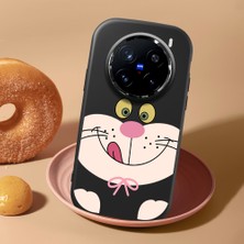 HONTINGA Vivo X200 Pro ile Uyumlu Kılıf Kamera Korumalı Düşüme Önleyici Kamera Koruyucu Siyah Yumuşak Silikon Couple Telefon Kılıfı Karikatür Desenli K4-0442