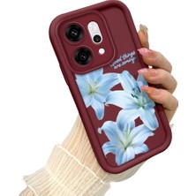 HONTINGA Oppo Reno 14 Pro 5g  ile Uyumlu Kılıf Kamera Koruyucu Basitlik Anti Düşme Kamera Çiçekli Kelebek Bordo Desen Yumuşak Silikon Couple Telefon Kılıfı Kadın ve Erkek Için Uygundur K2-7412