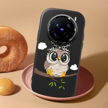 HONTINGA Vivo X200 Pro ile Uyumlu Kılıf Kamera Korumalı Düşüme Önleyici Kamera Koruyucu Siyah Yumuşak Silikon Couple Telefon Kılıfı Baykuş Desenli K4-0441