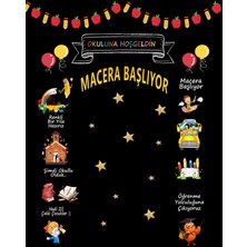 Promisebackdrop2 200X200CM Ek Dikişli, Okuluna Hoş Geldin, Macera Başlıyor, Okul Etkinlik Kumaş Fon