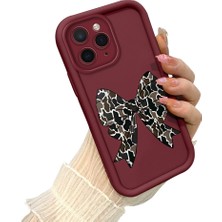 HONTINGA iPhone 11 Pro Max ile Uyumlu Kılıf Kamera Koruyucu Basitlik Anti Düşme Kamera Korumalı Papyon Bordo Desen Yumuşak Silikon Couple Telefon Kılıfı Kadın ve Erkek Için Uygundur K2-7413