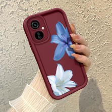 HONTINGA Tecno Camon 19 Neo ile Uyumlu Kılıf Kamera Koruyucu Basitlik Anti Düşme Kamera Korumalı Çiçekli Bordo Desen Yumuşak Silikon Couple Telefon Kılıfı Kadın ve Erkek Için Uygundur K2-7415
