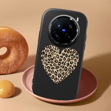 HONTINGA Vivo X200 Pro ile Uyumlu Kılıf Kamera Korumalı Düşüme Önleyici Kamera Koruyucu Siyah Yumuşak Silikon Couple Telefon Kılıfı Leoparlı Kalp Desenli K4-0440