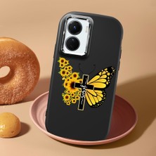 HONTINGA Vivo Y02S ile Uyumlu Kılıf Kamera Korumalı Düşüme Önleyici Kamera Koruyucu Siyah Yumuşak Silikon Couple Telefon Kılıfı Kelebek Desenli K4-0439