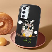 HONTINGA Samsung Galaxy A54 ile Uyumlu Kılıf Kamera Korumalı Düşüme Önleyici Kamera Koruyucu Siyah Yumuşak Silikon Couple Telefon Kılıfı Baykuş Desenli K4-0441