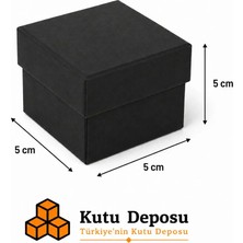Kutu Deposu 5X5X5 cm Tam Kapaklı Takı Kutusu - Siyah (Demonte) (50 Adet)