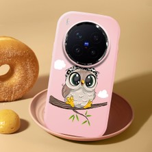 HONTINGA Vivo X300 Pro ile Uyumlu Kılıf Kamera Korumalı Düşüme Önleyici Kamera Koruyucu Pembe Yumuşak Silikon Couple Telefon Kılıfı Baykuş Desenli K4-0441
