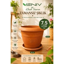Veniv Dekoratif Antik Alt Tabaklı Saksı 7,50 Litre 1 Adet