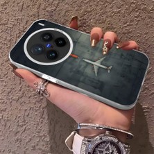 HONTINGA Vivo X200 Pro ile Uyumlu Kılıf Silikon Kenar Sert Arka Kamera Koruyucu Basitlik Anti Düşme Kamera Korumalı Uçak Desen Couple Telefon Kılıfı Kadın ve Erkek Için Uygundur K1-1491