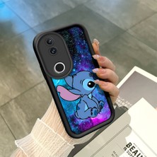 HONTINGA Vivo V50 ile Uyumlu Kılıf Kamera Koruyucu Basitlik Anti Düşme Kamera Korumalı Şirin Kedi Stitch Siyah Desen Yumuşak Silikon Couple Telefon Kılıfı Kadın ve Erkek Için Uygundur K2-0684