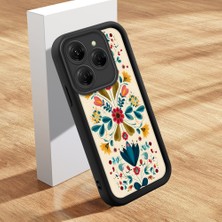 HONTINGA Tecno Spark 20 Pro ile Uyumlu Kılıf Kamera Koruyucu Basitlik Anti Düşme Kamera Korumalı Çiçekli Siyah Desen Yumuşak Silikon Couple Telefon Kılıfı Kadın ve Erkek Için Uygundur K2-0683