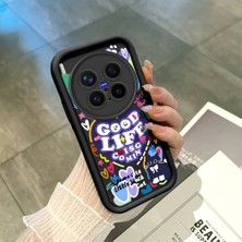 HONTINGA Vivo X300 Pro ile Uyumlu Kılıf Kamera Koruyucu Basitlik Anti Düşme Kamera Korumalı Şirin Kedi Kedi Siyah Desen Yumuşak Silikon Couple Telefon Kılıfı Kadın ve Erkek Için Uygundur K2-0681