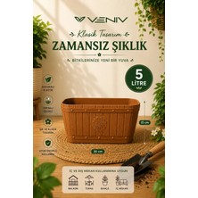 Veniv Dekoratif Antik Oval Ahşap Görünlü Saksı 5 Litre 1 Adet