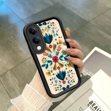 HONTINGA Vivo Y04 ile Uyumlu Kılıf Kamera Koruyucu Basitlik Anti Düşme Kamera Korumalı Şirin Kedi Çiçekli Siyah Desen Yumuşak Silikon Couple Telefon Kılıfı Kadın ve Erkek Için Uygundur K2-0683