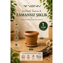 Veniv Dekoratif Antik Alt Tabaklı Saksı 1 Litre 1 Adet