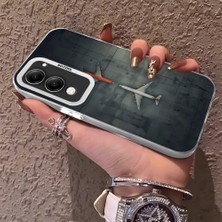 HONTINGA Vivo Y04 ile Uyumlu Kılıf Silikon Kenar Sert Arka Kamera Koruyucu Basitlik Anti Düşme Kamera Korumalı Uçak Desen Couple Telefon Kılıfı Kadın ve Erkek Için Uygundur K1-1491
