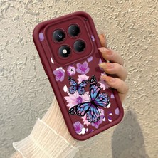 HONTINGA Xiaomi Redmi Note 14 Pro ile Uyumlu Kılıf Kamera Koruyucu Basitlik Anti Düşme Kamera Korumalı Kelebek Bordo Desen Yumuşak Silikon Couple Telefon Kılıfı Kadın ve Erkek Için Uygundur K2-7411