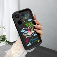 HONTINGA Vivo X200 Fe ile Uyumlu Kılıf Kamera Koruyucu Basitlik Anti Düşme Kamera Korumalı Şirin Kedi Kedi Siyah Desen Yumuşak Silikon Couple Telefon Kılıfı Kadın ve Erkek Için Uygundur K2-0681