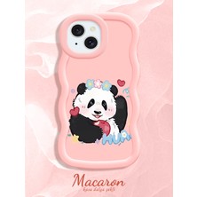 HONTINGA iPhone 15 Plus Uyumlu Kılıf Düşüme Önleyici Basitlik Anti Düşme Kamera Koruyucu Basit Pembe Yumuşak Silikon Couple Telefon Kılıfı Panda Desen K9-0263