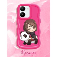 HONTINGA Vivo Y27S Uyumlu Kılıf Düşüme Önleyici Basitlik Anti Düşme Kamera Koruyucu Basit Kırmızı Yumuşak Silikon Couple Telefon Kılıfı Panda Desen K9-0262