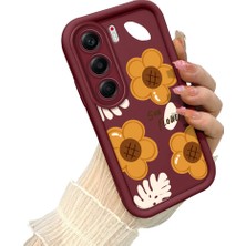 HONTINGA Tecno Camon 40 ile Uyumlu Kılıf Kamera Koruyucu Basitlik Anti Düşme Kamera Korumalı Çiçekli Bordo Desen Yumuşak Silikon Couple Telefon Kılıfı Kadın ve Erkek Için Uygundur K2-7415