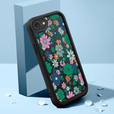 HONTINGA iPhone Se 2020 ile Uyumlu Kılıf Kamera Koruyucu Basitlik Anti Düşme Kamera Korumalı Çiçekli Siyah Desen Yumuşak Silikon Couple Telefon Kılıfı Kadın ve Erkek Için Uygundur K2-0682