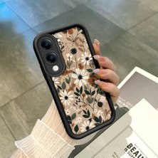 HONTINGA Vivo Y04 ile Uyumlu Kılıf Kamera Koruyucu Basitlik Anti Düşme Kamera Korumalı Şirin Kedi Çiçekli Siyah Desen Yumuşak Silikon Couple Telefon Kılıfı Kadın ve Erkek Için Uygundur K2-0682