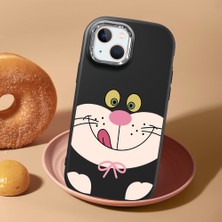 HONTINGA iPhone 15 Plus ile Uyumlu Kılıf Kamera Korumalı Düşüme Önleyici Kamera Koruyucu Siyah Yumuşak Silikon Couple Telefon Kılıfı Karikatür Desenli K4-0442