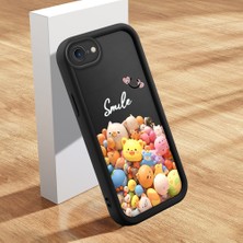 HONTINGA iPhone Se 2020 ile Uyumlu Kılıf Kamera Koruyucu Basitlik Anti Düşme Kamera Korumalı Karikatür Siyah Desen Yumuşak Silikon Couple Telefon Kılıfı Kadın ve Erkek Için Uygundur K2-0680