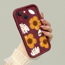 HONTINGA iPhone 15 Plus ile Uyumlu Kılıf Kamera Koruyucu Basitlik Anti Düşme Kamera Korumalı Çiçekli Bordo Desen Yumuşak Silikon Couple Telefon Kılıfı Kadın ve Erkek Için Uygundur K2-7415