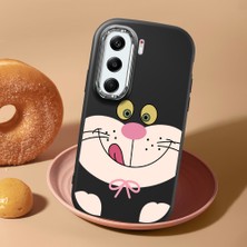 HONTINGA Tecno Camon 40 Pro 5g ile Uyumlu Kılıf Kamera Korumalı Düşüme Önleyici Kamera Koruyucu Siyah Yumuşak Silikon Couple Telefon Kılıfı Karikatür Desenli K4-0442