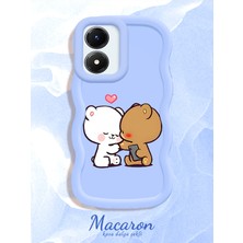 HONTINGA Vivo Y02S Uyumlu Kılıf Düşüme Önleyici Basitlik Anti Düşme Kamera Koruyucu Basit Mavi Yumuşak Silikon Couple Telefon Kılıfı Ayıcık Desen K9-0260