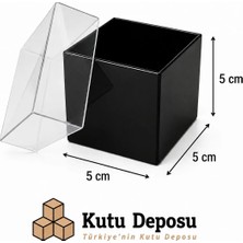 Kutu Deposu 5X5X5 cm Asetat Kapaklı Takı Kutusu-Siyah (Demonte) (50 Adet)