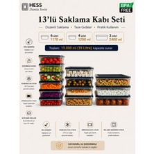 Hess Damla Serisi Mikrodalga ve Difriz Uyumlu 13 Parça Saklama Kabı Seti 2400X3 1200X4 1170X6