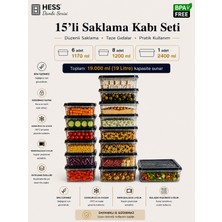 Hess Damla Serisi Mikrodalga ve Difriz Uyumlu 15 Parça Saklama Kabı Seti 2400MLX1 1200MLX8 1170MLX6