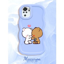 HONTINGA Poco M5S Uyumlu Kılıf Düşüme Önleyici Basitlik Anti Düşme Kamera Koruyucu Basit Mavi Yumuşak Silikon Couple Telefon Kılıfı Ayıcık Desen K9-0260