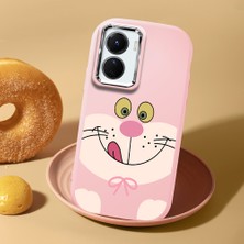 HONTINGA Vivo Y02S ile Uyumlu Kılıf Kamera Korumalı Düşüme Önleyici Kamera Koruyucu Pembe Yumuşak Silikon Couple Telefon Kılıfı Karikatür Desenli K4-0442