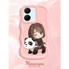 HONTINGA Vivo Y27S Uyumlu Kılıf Düşüme Önleyici Basitlik Anti Düşme Kamera Koruyucu Basit Pembe Yumuşak Silikon Couple Telefon Kılıfı Panda Desen K9-0262