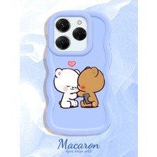 HONTINGA Tecno Spark 20 Pro Uyumlu Kılıf Düşüme Önleyici Basitlik Anti Düşme Kamera Koruyucu Basit Mavi Yumuşak Silikon Couple Telefon Kılıfı Ayıcık Desen K9-0260