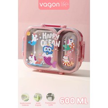 Vagonlife 600 ml Sızdırmaz Iki Bölme Paslanmaz Çelik Lunch Box Yeni Nesil Sefer Tası Çatallı Kaşık FF7163