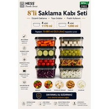 Hess Damla Serisi Mikrodalga ve Difriz Uyumlu 8 Parça Saklama Kabı Seti 1200MLX4 1170MLX4
