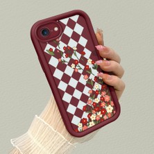 HONTINGA iPhone Se 2020 ile Uyumlu Kılıf Kamera Koruyucu Basitlik Anti Düşme Kamera Korumalı Çiçekli Bordo Desen Yumuşak Silikon Couple Telefon Kılıfı Kadın ve Erkek Için Uygundur K2-7414