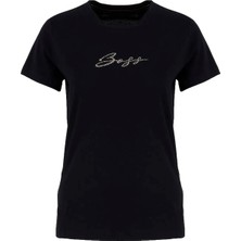 Boss Siyah Kadın Yazı Baskılı T-Shirt 50538826