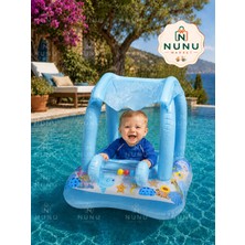 Nunu Market NUNU Çocuk Simiti Gölgelikli Oturaklı PVC 60x60 cm 6-24 Ay Açık Mavi Eğlenceli Tasarım