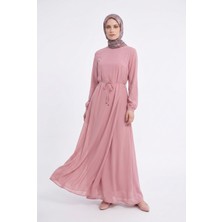 Armine Trend Kolları Lastikli Astarlı Elbise Gül Kurusu 25YT927